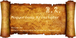 Mogyoróssy Krisztofer névjegykártya