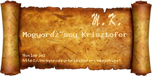 Mogyoróssy Krisztofer névjegykártya
